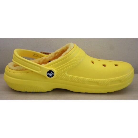 Crocs 203591-7A9 Unisex Sz Men's 11 Women's 13 Lemon Yellow Classic Lined Clogs - Picture 8 of 11